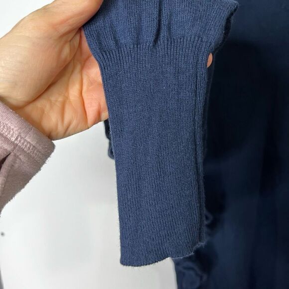 Moth Women's Navy Blue V Neck Ruffled Details Flare Hem Sweater Size Large - Picture 2 of 11